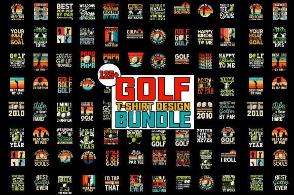 125 Funny Golf Players Golfer Retro Vintage Golfing T-shirt Design Bundle