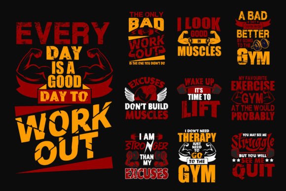 Gym Workout T Shirt Design Bundle