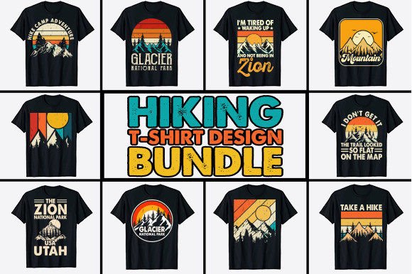 Outdoor Hiking T-shirt Design Bundle: Elevate Your Adventure Apparel Brand