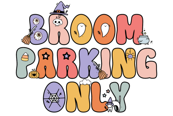 Retro Halloween SVG Broom Parking Only