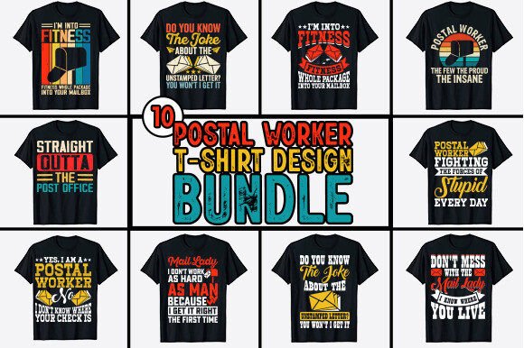 Revitalize Your Merchandise Strategy with the 10 Funny Mailman Retro Vintage Postal Worker T-shirt Designs Bundle