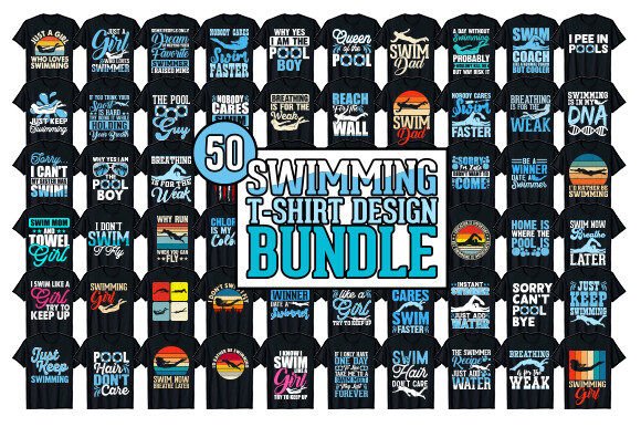 Swimmer Swimming T-shirt Design Bundle