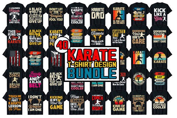 Vintage Karate T-shirt Design Bundle